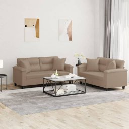 Set de canapele cu perne, 2 piese, cappuccino, piele ecologica GartenMobel Dekor