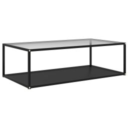 Masuta cafea transparent/negru 120x60x35 cm sticla securizata GartenMobel Dekor