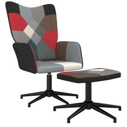 Scaun de relaxare cu taburet, textil, petice GartenMobel Dekor