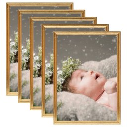 Rame foto colaj pentru masa, 5 buc., auriu, 15x21 cm, MDF GartenMobel Dekor