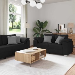 Canapea 3 pcs Negru 219 x 80 x 82 cm Material textil din in GartenMobel Dekor
