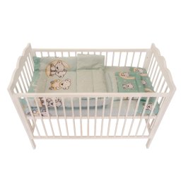 Lenjerie pentru patut bebe MyKids Bear On Moon Mint, 4 piese, 120x60 cm