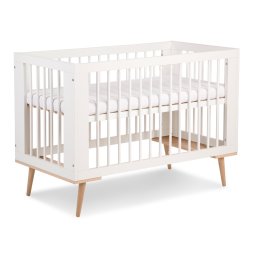 Patut copii din lemn KLUPS Sofie alb, reglabil pe 3 niveluri, 120x60 cm