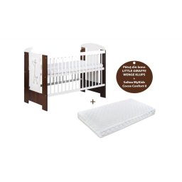 Patut din lemn Klups Little Giraffe Wenge cu saltea Confort 120x60x12 cm