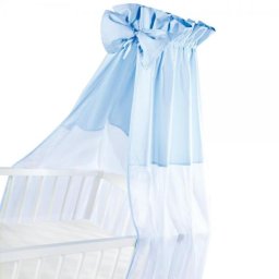 Baldachin pentru patut bebe Klups Blue, voal si bumbac, 150x200 cm
