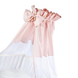 Baldachin roz din voal pentru pat bebe Klups 150x200 cm