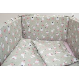 Lenjerie pentru patut bebe MyKids Dancing Bunny, 4 piese, 120x60 cm
