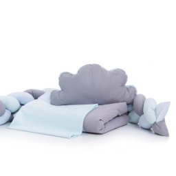 Lenjerie pentru patut bebe MyKids 6 piese Gray-Blue 120x60 cm