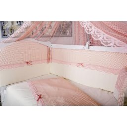 Lenjerie pentru patut bebe MyKids 9 piese White-Pink 120x60 cm