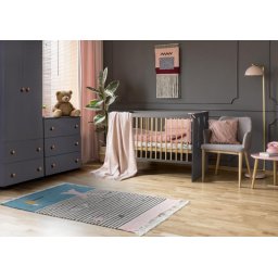 Set mobilier camera bebe Klups Pauline grafit natur cu patut, comoda si dulap