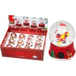 Glob de zapada cu Santa si om de zapada, decor de Craciun 8 cm