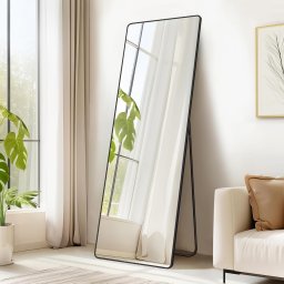Oglinda de podea Songmics 160x50 cm, sticla securizata, cadru aluminiu negru