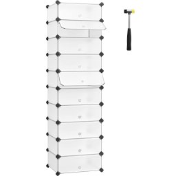 Dulap pentru pantofi modular SONGMICS, 10 compartimente, 43x31x173 cm, alb