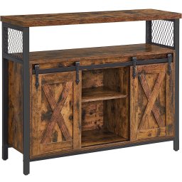Comoda rustica Vasagle pentru living sau bucatarie, cu usi glisante