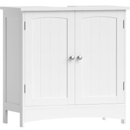 Dulap baie VASAGLE pentru baza lavoar, 2 usi, alb, 60x30x60 cm