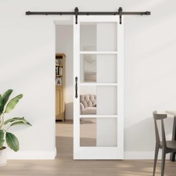 Usa glisanta Alb 73,5 x 211 cm Lemn masiv de pin si sticla GartenMobel Dekor