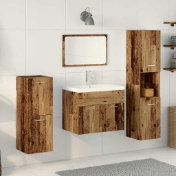 Set de mobilier pentru baie cu raft 5 pcs Maro Lemn compozit GartenMobel Dekor