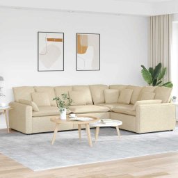 Canapea modulara cu perne, crem, textil GartenMobel Dekor