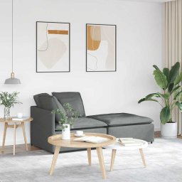 Canapea modulara cu taburet si perne material textil gri închis GartenMobel Dekor
