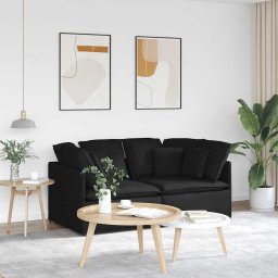 Canapea modulara cu perne, negru, textil GartenMobel Dekor