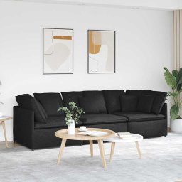 Canapea modulara cu perne, negru, textil GartenMobel Dekor