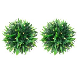Mingi artificiale din lemn de cimis cu lumini LED 2 buc Verde GartenMobel Dekor