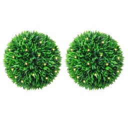 Mingi artificiale din lemn de cimis cu lumini LED 2 buc Verde GartenMobel Dekor