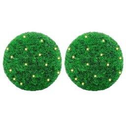 Mingi artificiale din lemn de cimis cu lumini LED 2 buc Verde GartenMobel Dekor