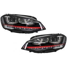 Faruri LED pentru VW Golf 7 VII 2012-2017, design GTI, semnal dinamic