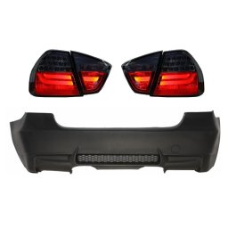 Bara spate M3 Look cu evacuare centrala si stopuri LED fumurii BMW E90