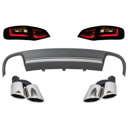 Difuzor bara spate Audi A4 B8 Avant cu stopuri LED si ornamente S4