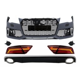 Kit RS7 Design Audi A7 4G 2010-2014 cu bara fata, difuzor si stopuri LED
