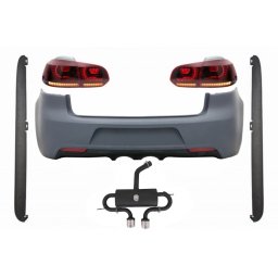 Pachet exterior VW Golf 6 R20 cu bara spate, praguri, evacuare si stopuri LED