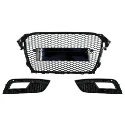 Grila centrala RS Design cu grile proiectoare pentru Audi A4 B8 Facelift, negru lucios