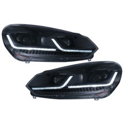 Faruri LED pentru VW Golf 6 VI 2008-2013, design G7.5 negru, LHD