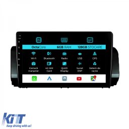 Navigatie dedicata Dacia Logan Sandero Jogger 2021-2023, 9 inch, 6GB RAM, 128GB, CarPlay