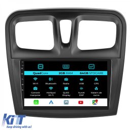 Navigatie dedicata Dacia Logan si Sandero 2012-2020, 9 inch, 2GB RAM, 64GB, CarPlay