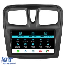 Navigatie dedicata Dacia Logan si Sandero 2012-2020, 9 inch, 8GB RAM, 256GB, CarPlay