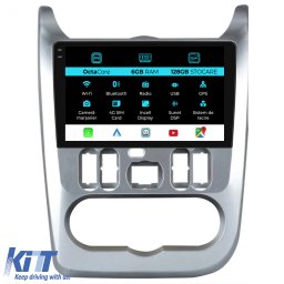 Navigatie dedicata Dacia Logan, Duster, Sandero 2008-2013, 9 inch, 6GB RAM, 128GB, CarPlay