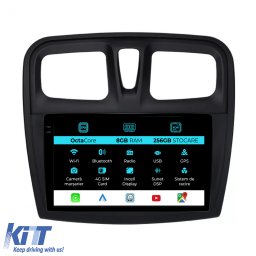 Navigatie dedicata Dacia Logan si Sandero 2012-2020, 9 inch, 8GB RAM, 256GB, CarPlay
