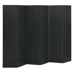 Paravan de camera cu 6 panouri, negru, 240x180 cm, otel GartenMobel Dekor