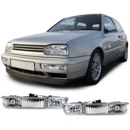 Set proiectoare de ceata cu semnalizare si sticla clara pentru VW Golf 3 1991-1998