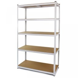 Raft metalic de depozitare cu 5 polite, 200x120x60 cm, alb