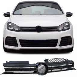 Grila sport radiator negru lucios cu benzi cromate pentru VW Golf 6 2008-2013