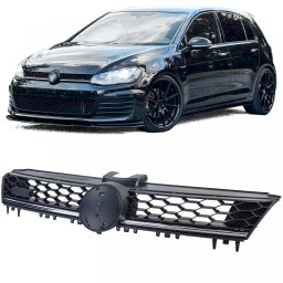 Grila radiator tip fagure neagra cu detalii cromate pentru VW Golf 7 2012-2017, inclusiv GTD