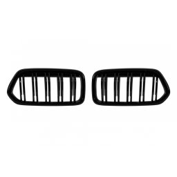 Grile radiator duble negre lucioase pentru BMW X2 F39 facelift dupa 2020