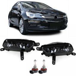 Set proiectoare ceata fumurii negre cu becuri H8 pentru Opel Astra K si Zafira C