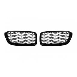 Grile radiator tip diamant gri/negru pentru BMW Seria 3 F30 F31 2011-2019