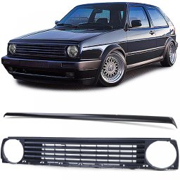 Grila radiator neagra fara emblema cu spoiler pentru VW Golf 2 1983-1991