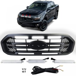 Grila radiator neagra cu LED si bara dubla pentru Ford Ranger T8 2019-2023